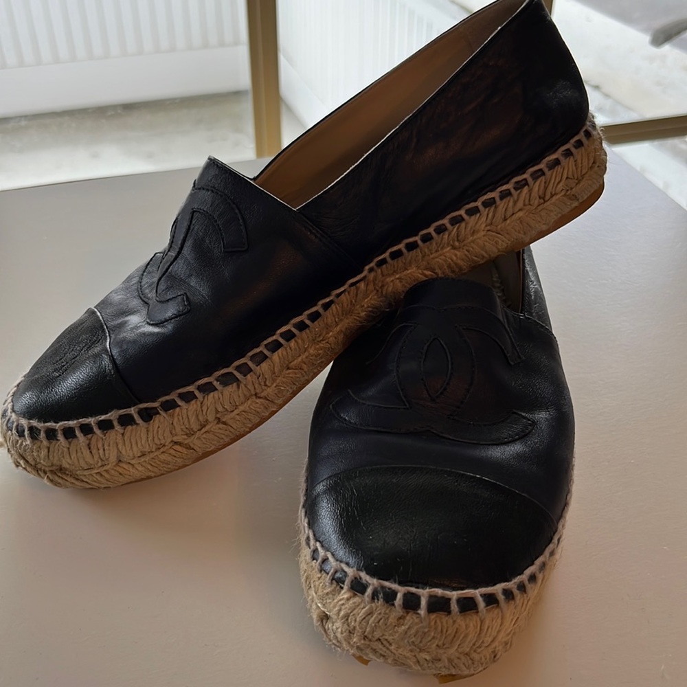 Chanel Navy & Black lambskin Espadrilles